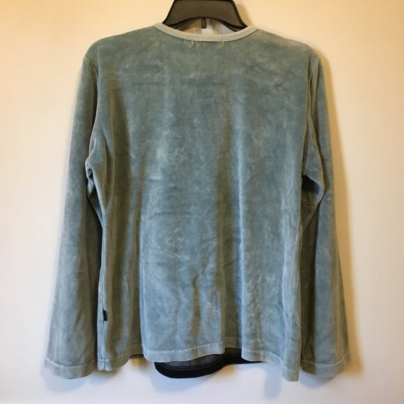 Sage Leopards & Roses Soft Terry Flower Embroidered Velour Sweater - Picture 3 of 15